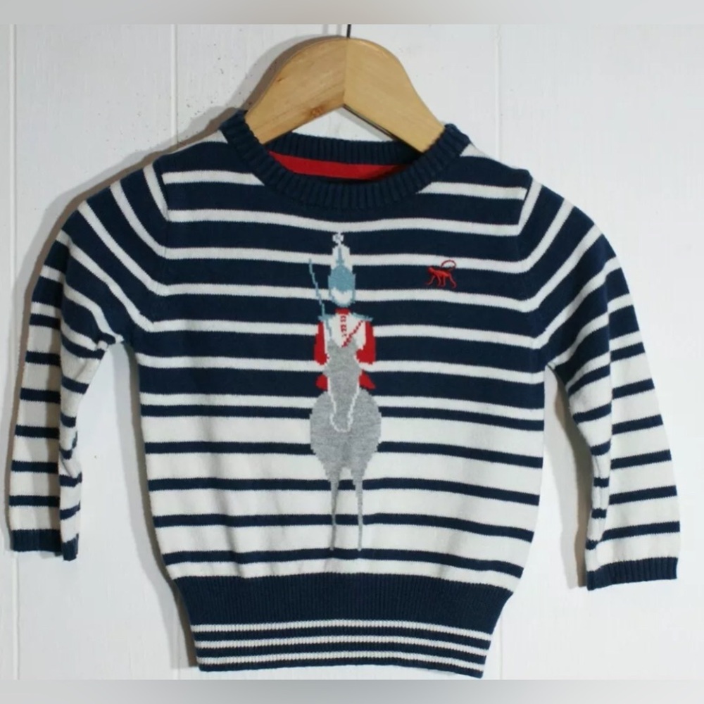MONSOON NOTTING HILL BABY STRIPE KNITWEAR sweater with British soldier 12-18 mo.